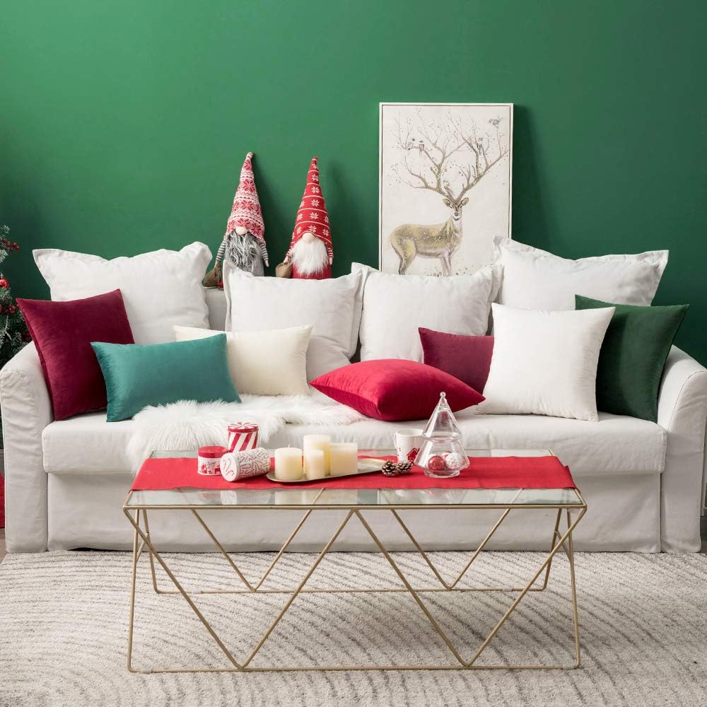 MIULEE Pack of 2 Christmas Velvet Soft Solid Decorative Square Throw Pillow Covers Set Cushion Cases Pillowcases for Sofa Bedroom Couch Car18 x 18 Inch 45 x 45 Cm