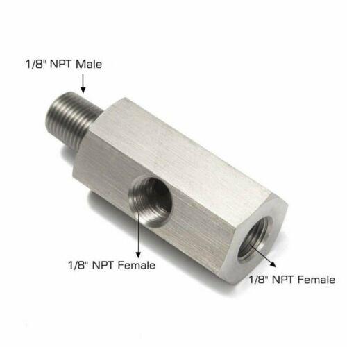 Oil Pressure Sensor Tee 1/8''NPT to Adapter Fitting Turbo Supply Feed Line Gauge