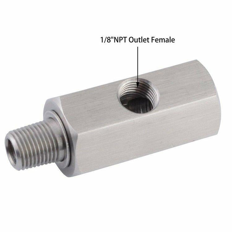 Oil Pressure Sensor Tee 1/8''NPT to Adapter Fitting Turbo Supply Feed Line Gauge