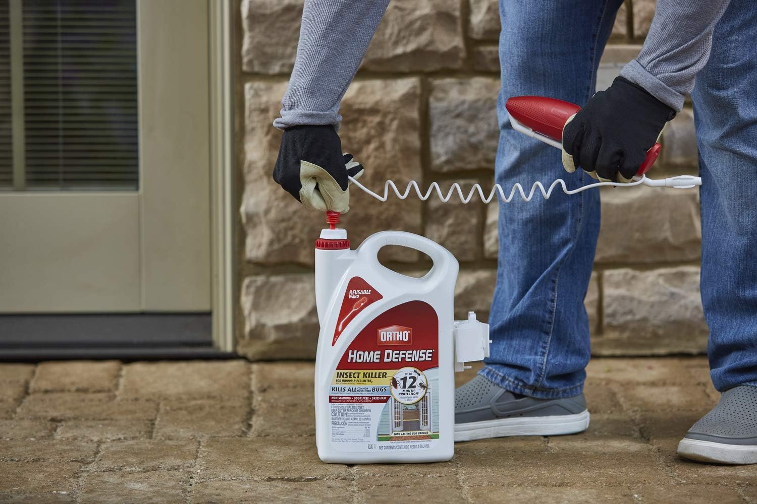 Ortho Home Defense Insect Killer for Indoor &amp; Perimeter2 - With Comfort Wand, Long-Lasting Control, Kills Ants, Cockroaches, Spiders, Fleas &amp; Ticks, Non-Staining, Odor Free, 1.1 gal., 2-Pack