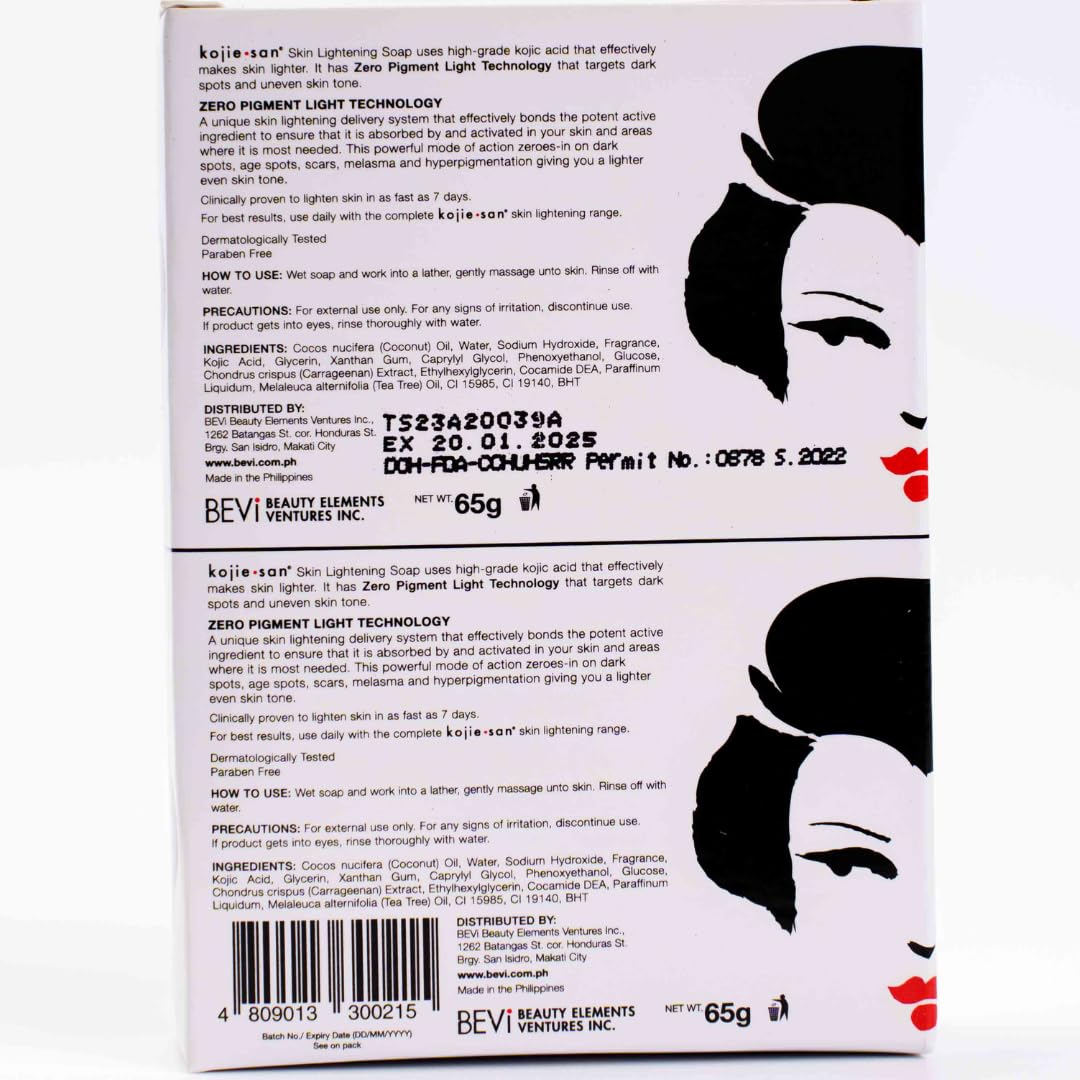 KOJIE SAN FACE &amp; BODY SOAP - 5 Pack of Kojie San Skin Lightening Kojic Acid Soap (2 Bars per pack) 65g - SUPER SAVINGS