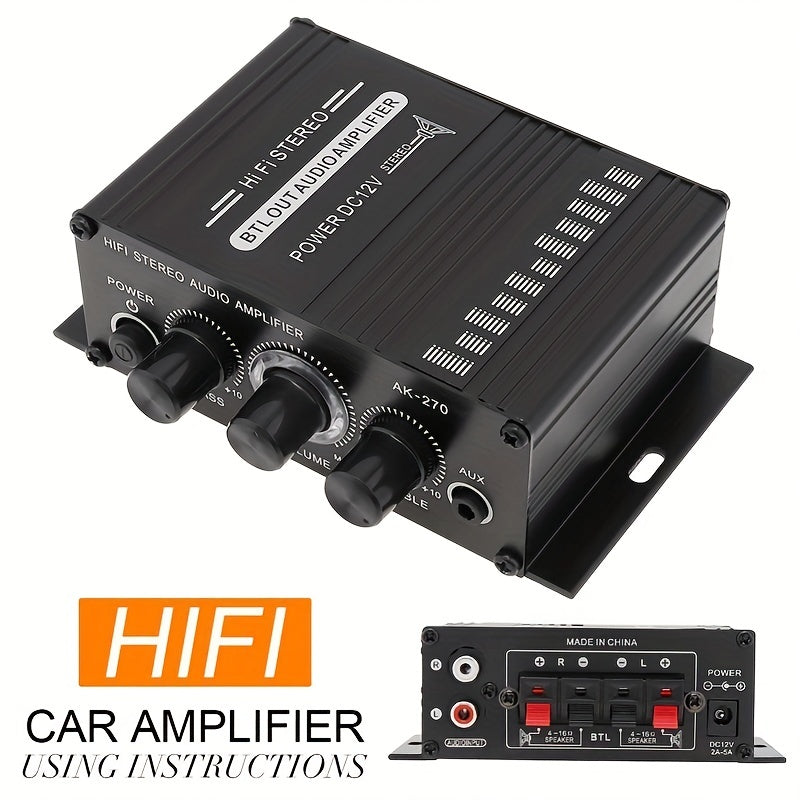 400W Mini Power Amplifier: Get Crystal Clear Audio With 2.0 Stereo Sound For Home/Car Theater System