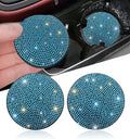 2pcs Bling Car Cup Holder Coaster, 2.75 inch Anti-Slip Shockproof Universal Fashion Vehicle Car Coasters Insert Bling Rhinestone Auto Automotive Interior Accessories for Women (2 pcs, Aquamrine)