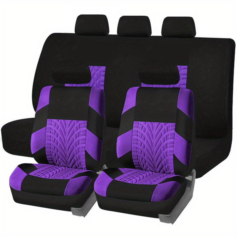 Car Seat Covers, Polyester Full Set Universal Seat Protector Decoration Thick Foam (1bag Of Metal Hooks Put In One Of The Headrest Covers）