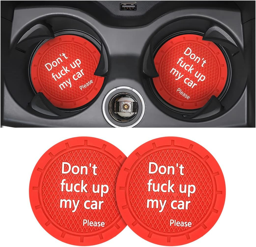 8sanlione 2 Pack Car Cup Holder Coasters, 2.75 Inch Non-Slip PVC Insert Cup Coaster, Anti-Scratch Auto Cup Mats for Women Men, Vehicle Interior Accessories Universal for Car, SUV, Truck (D Red/2PCS)