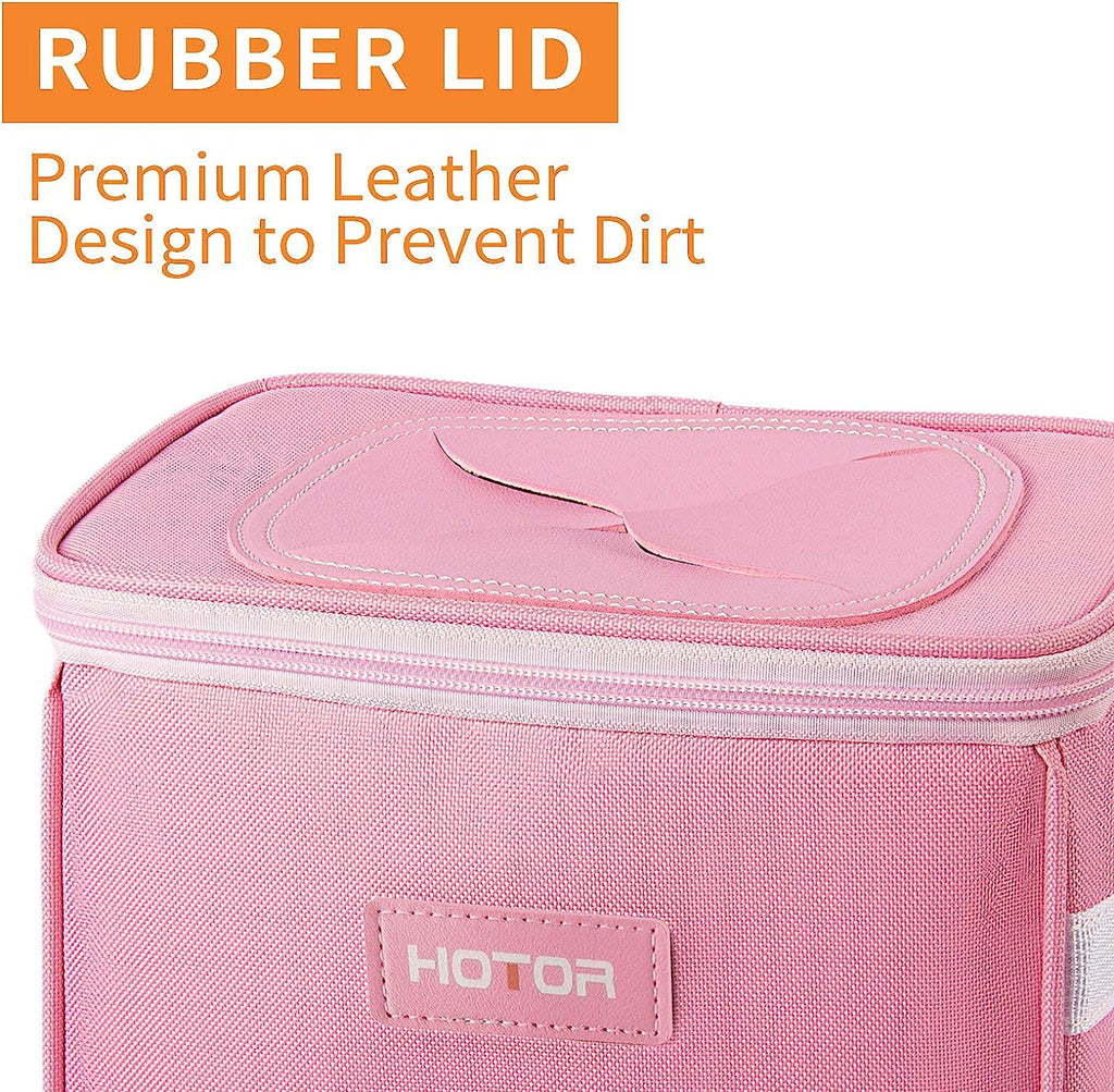 HOTOR Car Trash Can with Lid and Storage Pockets, 100% Leak-Proof Car Organizer, Waterproof Car Garbage Can, Multipurpose Trash Bin for Car - Pink