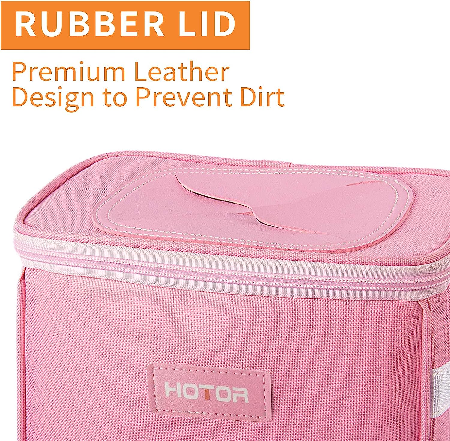 HOTOR Car Trash Can with Lid and Storage Pockets, 100% Leak-Proof Car Organizer, Waterproof Car Garbage Can, Multipurpose Trash Bin for Car - Pink