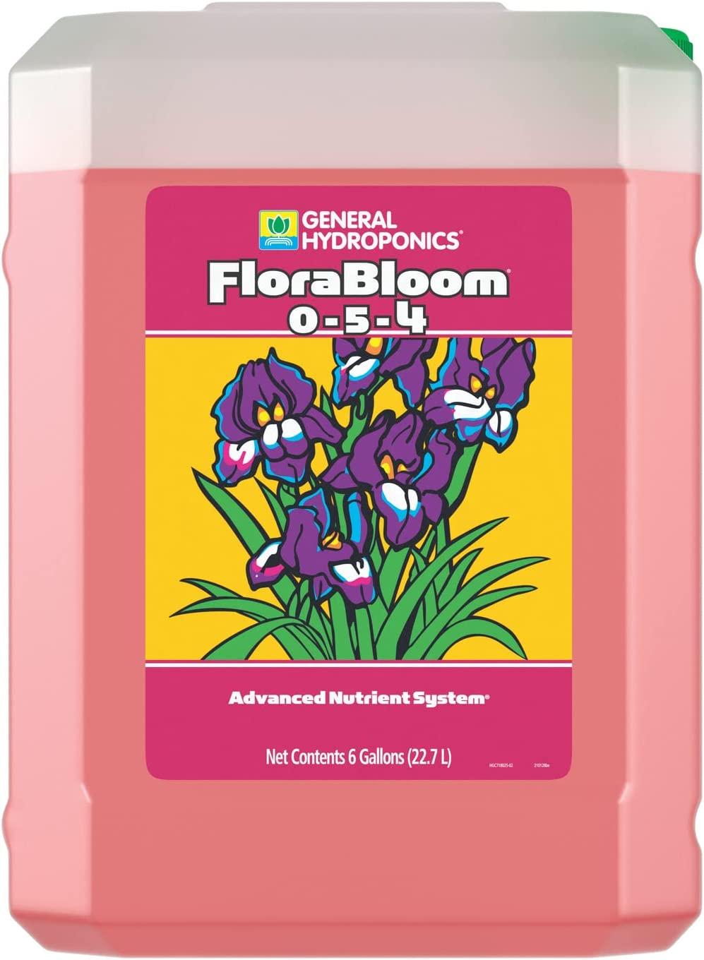 General Hydroponics FloraBloom 0-5-4 Advanced Nutrient System to Provide Nutrients for Reproductive Growth, 6 Gal