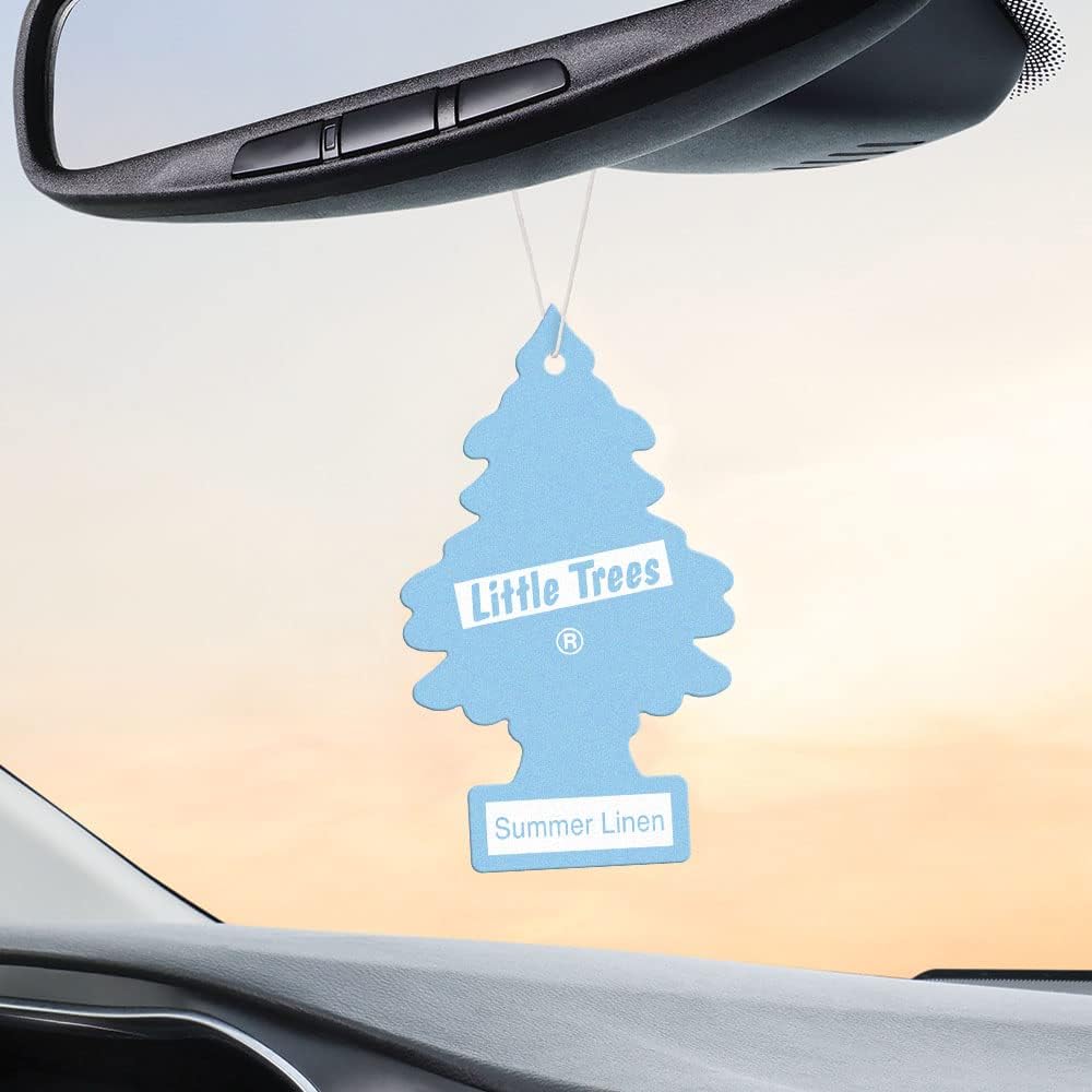 LITTLE TREES Air Fresheners Car Air Freshener. Hanging Tree Provides Long Lasting Scent for Auto or Home. Summer Linen, 24 Air Fresheners