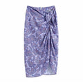 vintage high waist purple wrap midi skirt