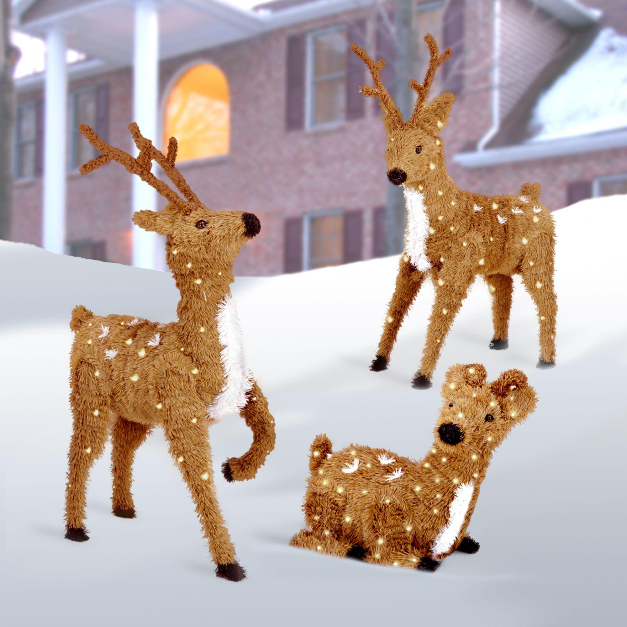 24" Creative Images Brown Resting Reindeer with Spots - Clear Lights