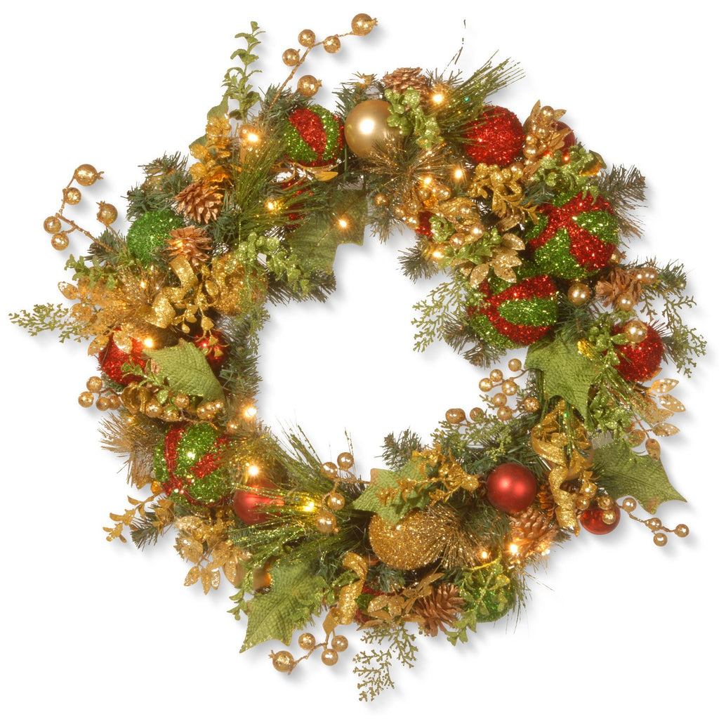 National Tree Company Resin Decorated Pine Prelit Wreath, (Multi-color)