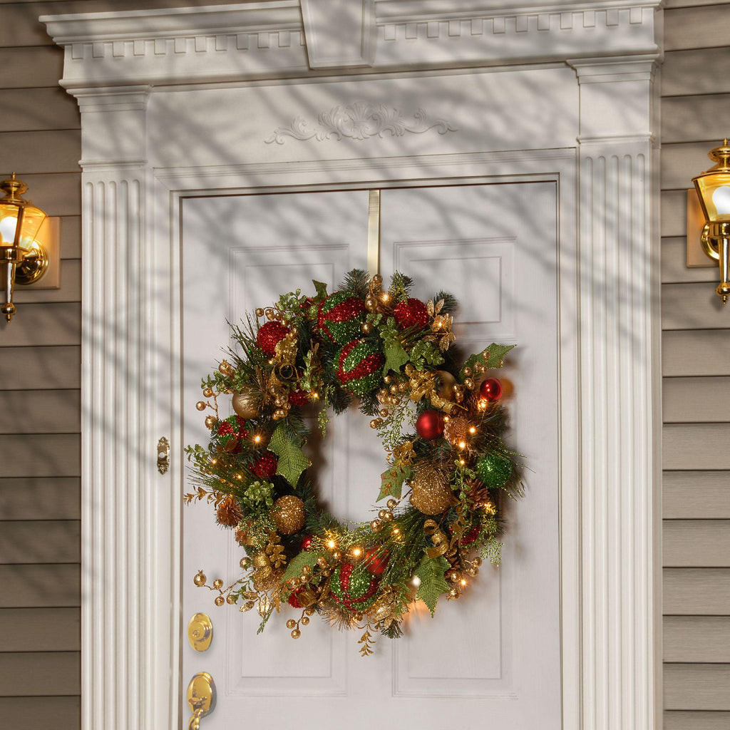 National Tree Company Resin Decorated Pine Prelit Wreath, (Multi-color)