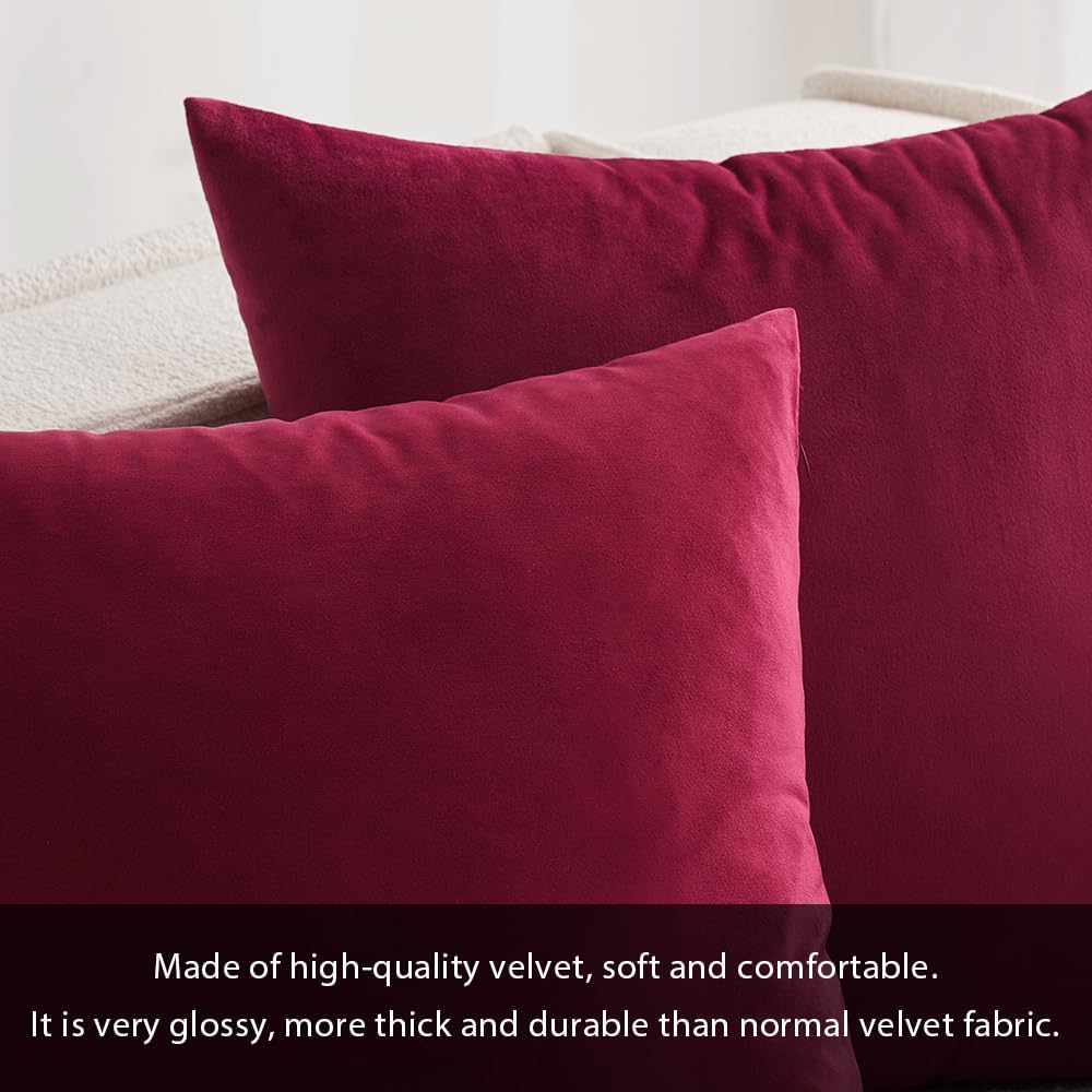 MIULEE Pack of 2 Christmas Velvet Soft Solid Decorative Square Throw Pillow Covers Set Cushion Cases Pillowcases for Sofa Bedroom Couch Car18 x 18 Inch 45 x 45 Cm