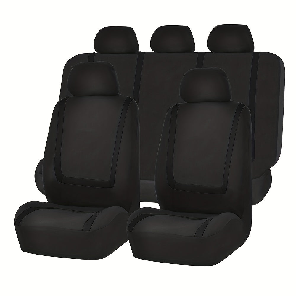 Upgrade Your Car Interior Comfort: 5-Seat Universal Car Seat Cover Set - Soft &amp; Breathable Polyester Fabric