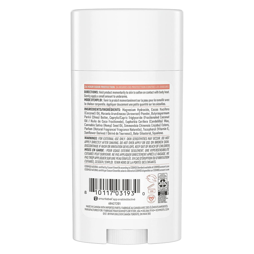 Schmidt's Aluminum Free Natural Deodorant For Women And Men, Hemp Seed Oil &amp; Sage With 24 Hour Odor Protection, Certified Natural, Cruelty Free, Vegan Deodorant 2.65oz 2 Pack