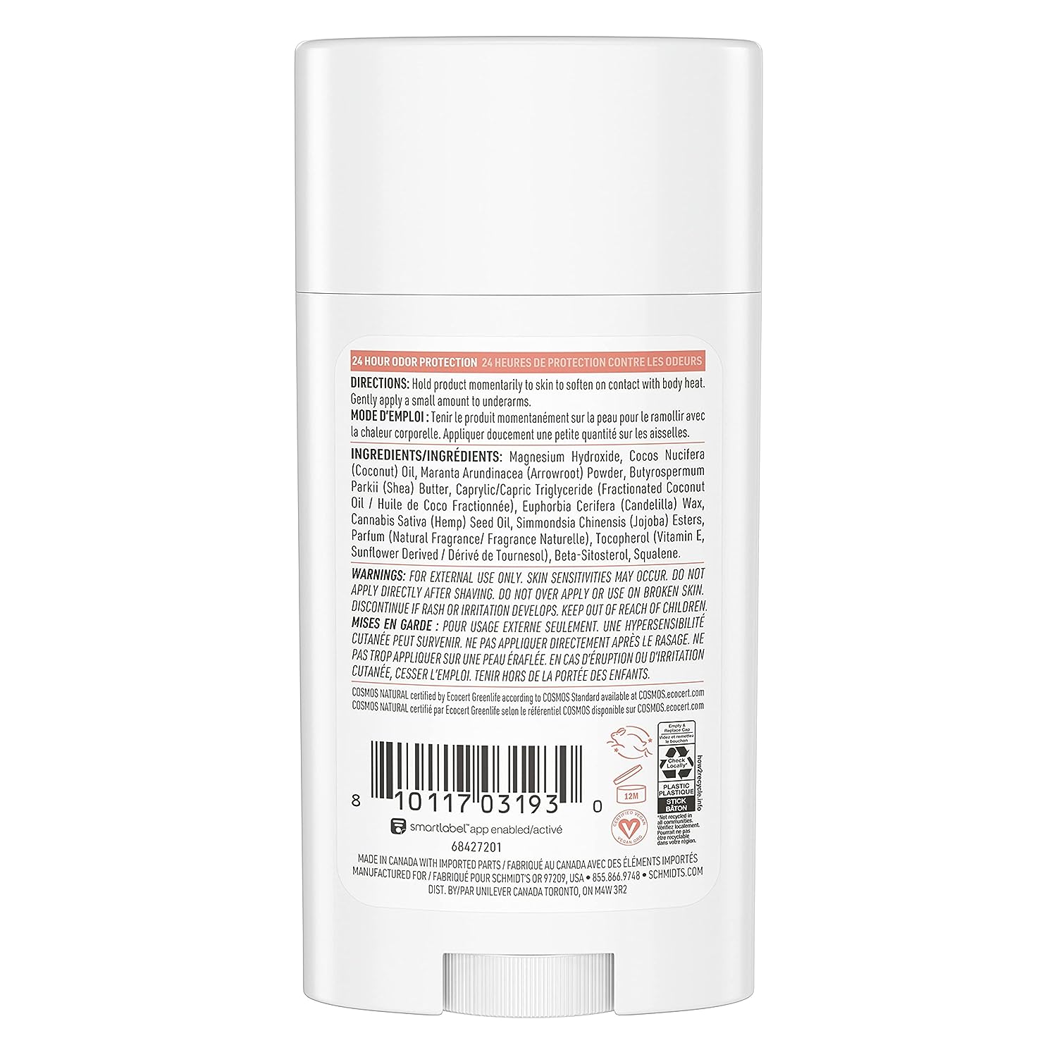 Schmidt's Aluminum Free Natural Deodorant For Women And Men, Hemp Seed Oil &amp; Sage With 24 Hour Odor Protection, Certified Natural, Cruelty Free, Vegan Deodorant 2.65oz 2 Pack