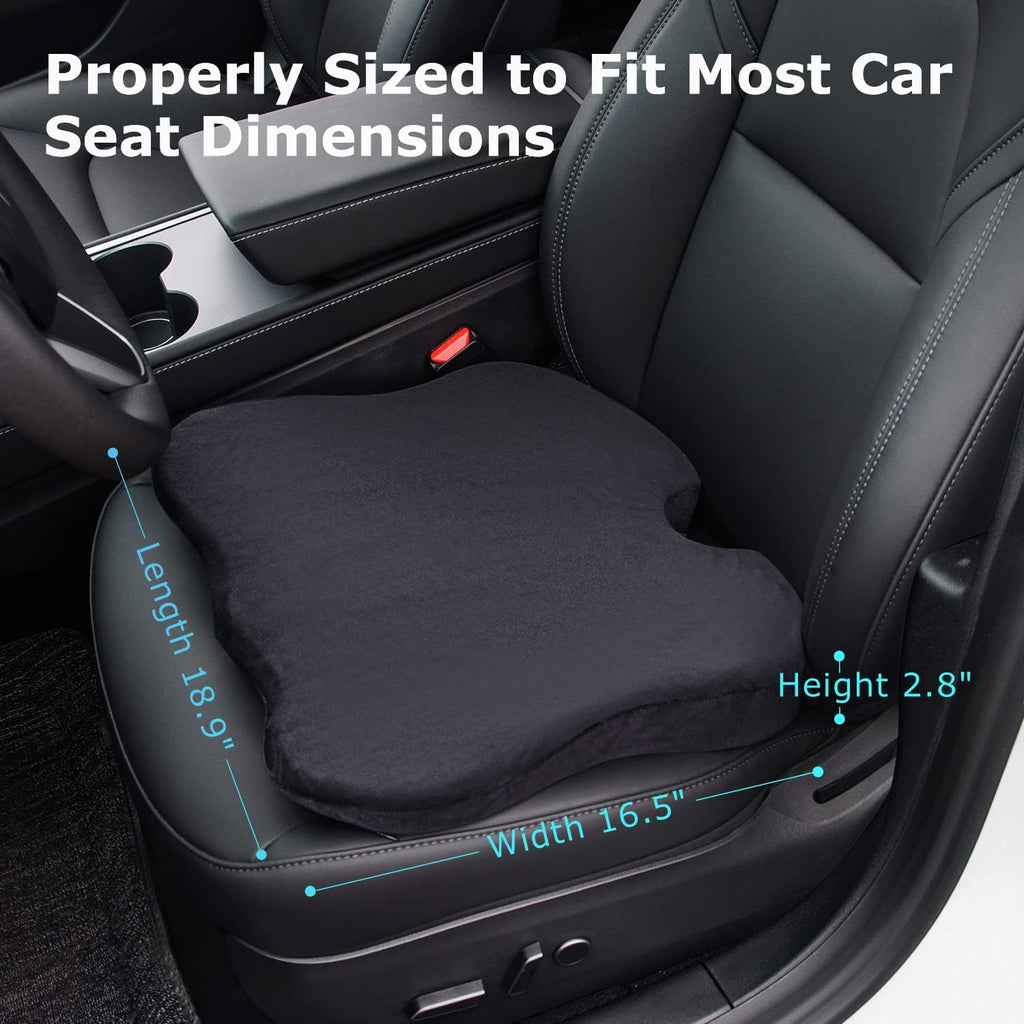 Wedge Seat Cushion for Car Seat Driver/Passenger- Wedge Car Seat Cushions for Driving Improve Vision/Posture - Memory Foam Chair Cushion/Car Seat Cushion for Hip Pain (Velvet Cover,Black)