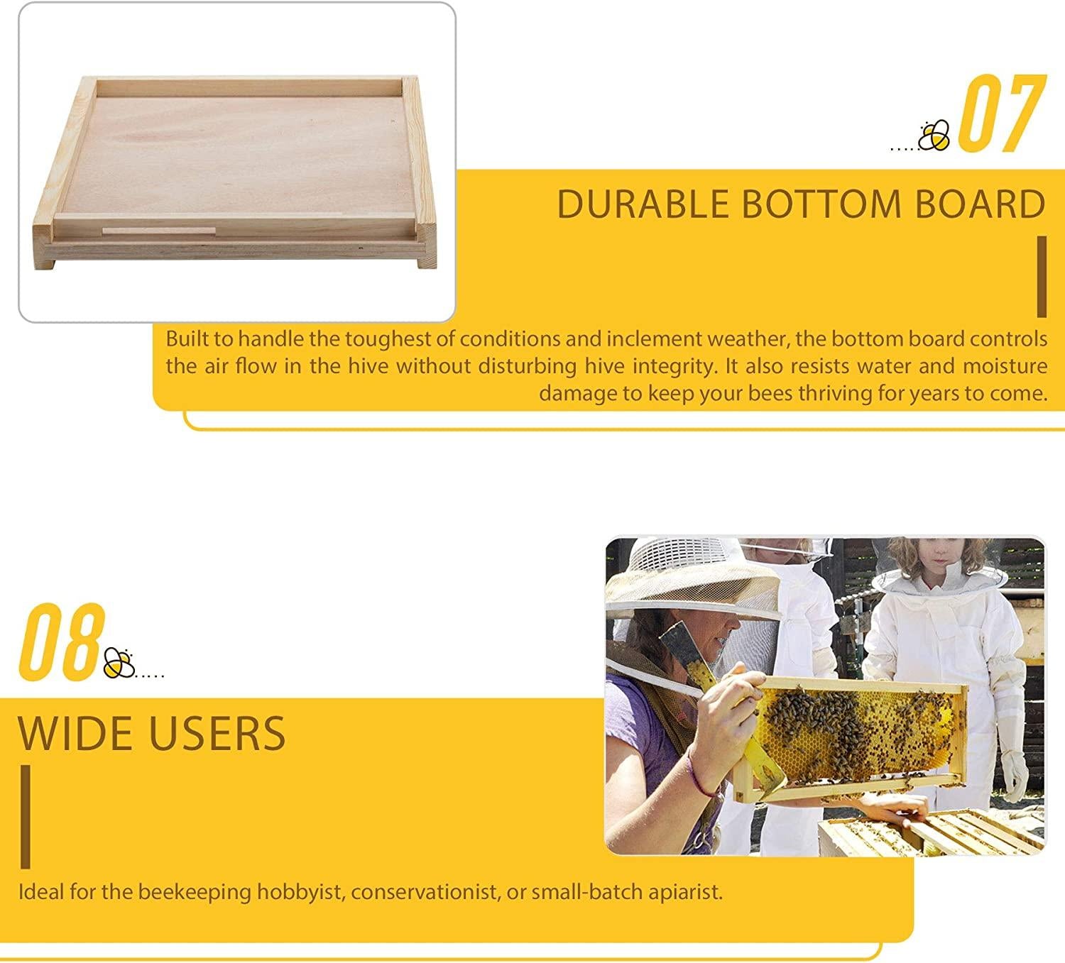 TERRADISE Bee Hive, 2 Layer Honey Bee Hives, Beekeeping Supplies Beehive Kit with 10 Medium 10 Deep Honeycomb Foundation Frames, Bee House Bee Boxes for Starter, Wood Complete Honey Beehives Kit