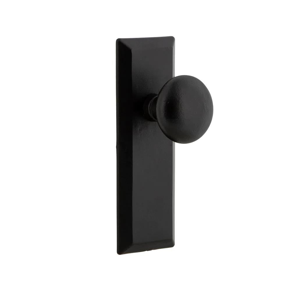 Keep Plate 2-3/4 in. Backset Black Iron Privacy Bed/Bath with Right-Handed Keep Door Knob