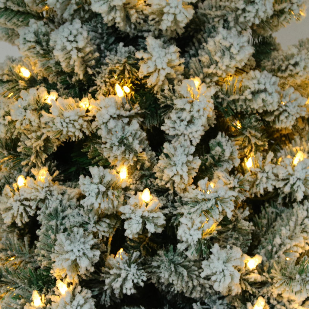Ktaxon 6ft Pre-Lit Snow Flocked Artificial Christmas Pine Tree Holiday Decor