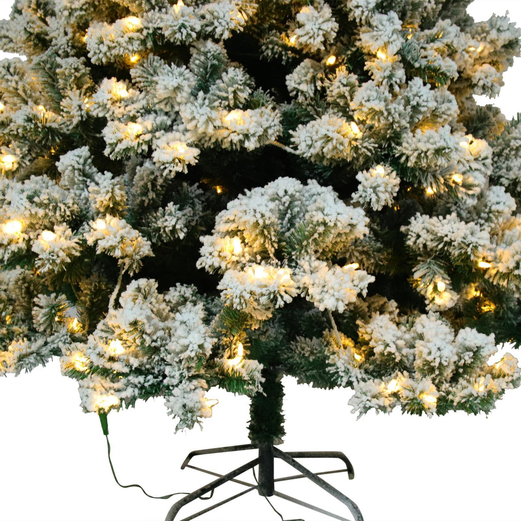 Ktaxon 6ft Pre-Lit Snow Flocked Artificial Christmas Pine Tree Holiday Decor