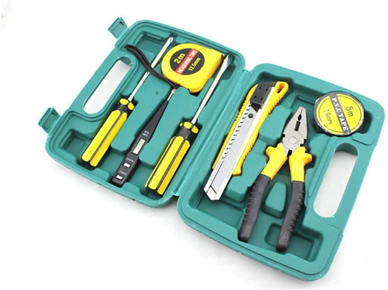 ZZHH Household Tools 8 Pieces/Set Combination Tool Box Hammer Pliers Screwdriver Wrench Knife Hand Tools