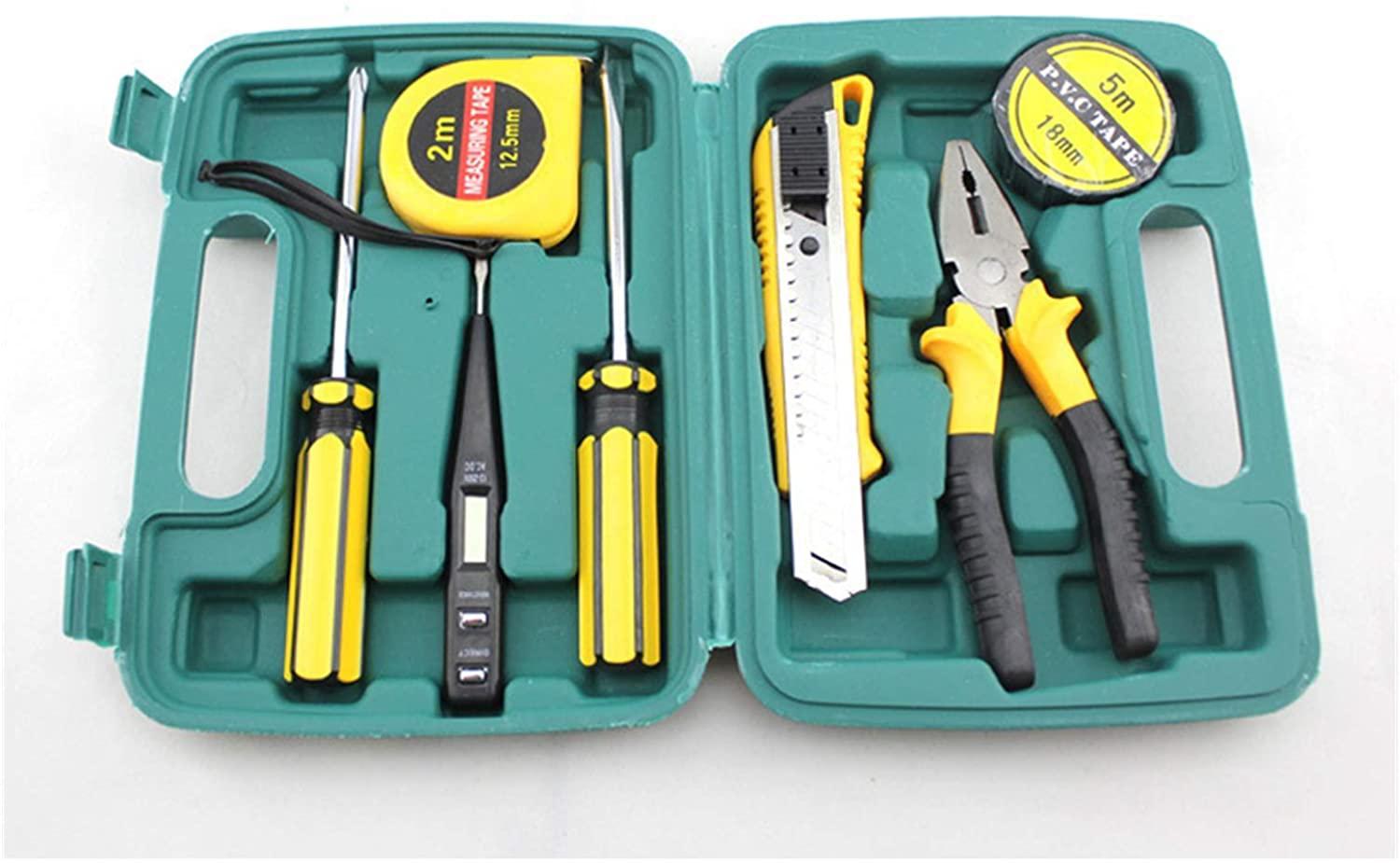 ZZHH Household Tools 8 Pieces/Set Combination Tool Box Hammer Pliers Screwdriver Wrench Knife Hand Tools