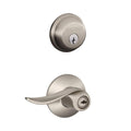 Satin Nickel Single Cylinder Deadbolt with Sacramento Entry Door Lever Combo Pack