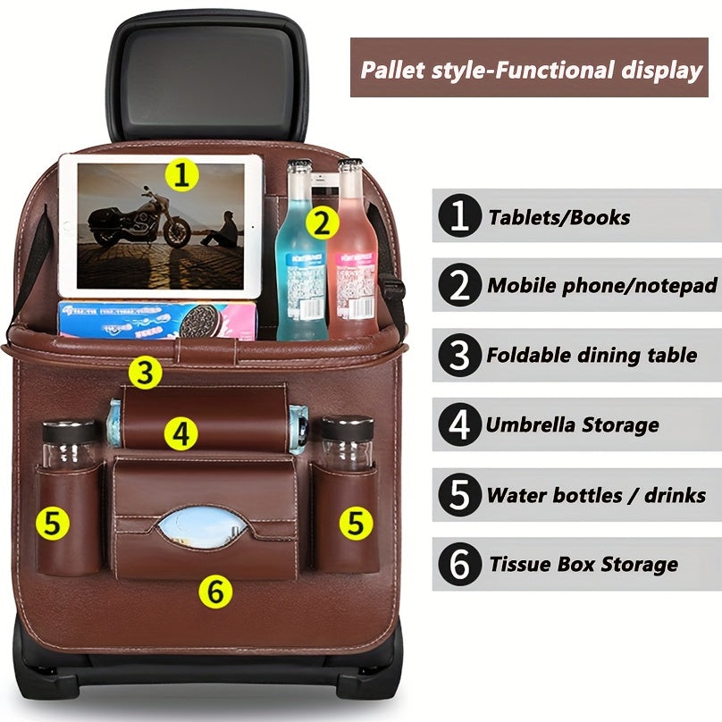 Upgrade Your Car With This Luxury Leather StoraBag And Tray - Perfect For Kids' Snacks And Toys!