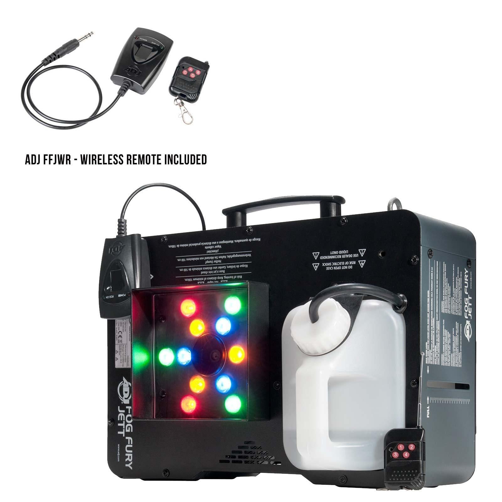 American DJ Fog Fury Jett High Velocity RGBA LED Vertical Fog Machine with Variety Fog Juice Package
