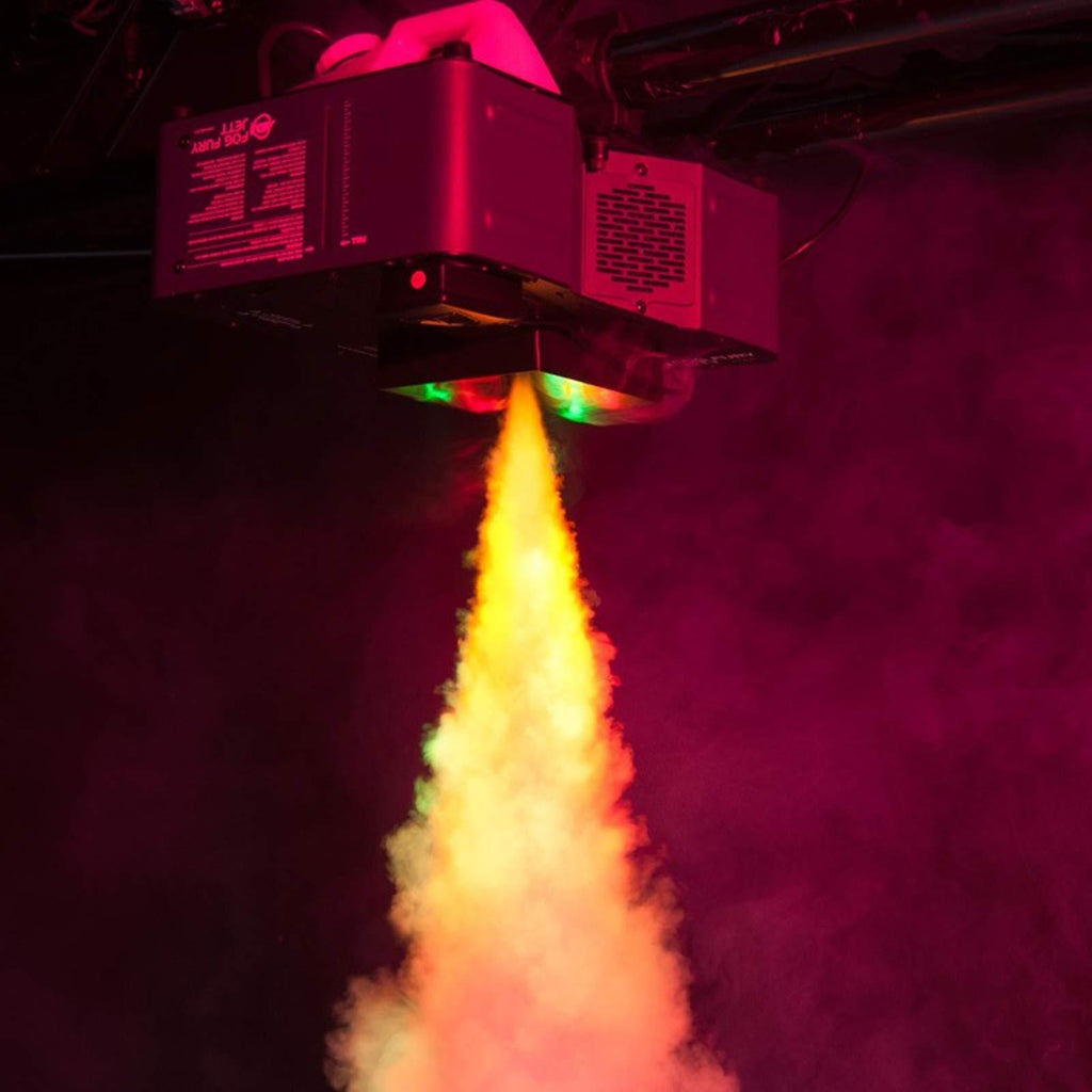 American DJ Fog Fury Jett High Velocity RGBA LED Vertical Fog Machine with Variety Fog Juice Package