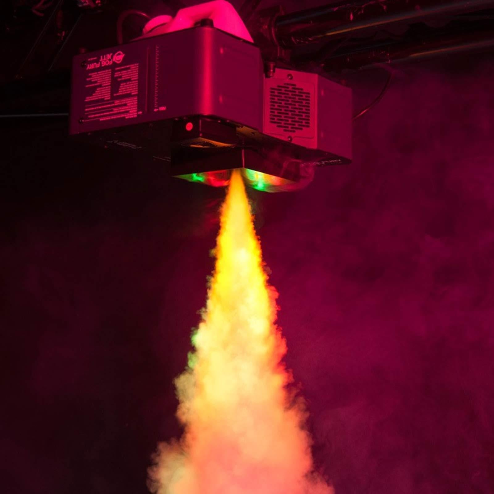 American DJ Fog Fury Jett High Velocity RGBA LED Vertical Fog Machine with Variety Fog Juice Package