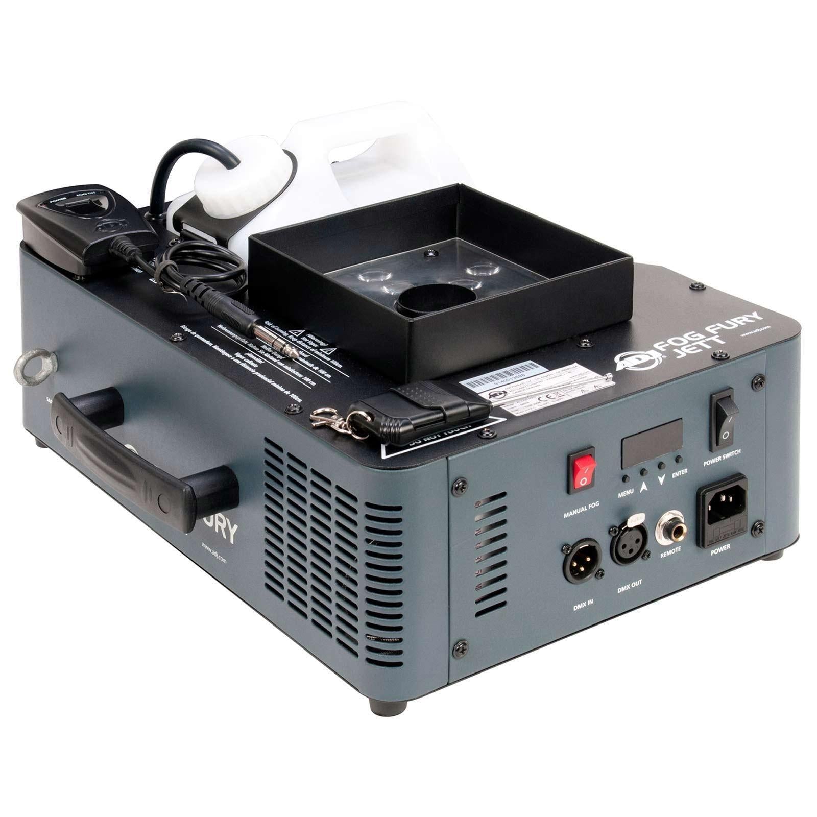 American DJ Fog Fury Jett High Velocity RGBA LED Vertical Fog Machine with Variety Fog Juice Package