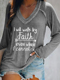 Casual solganV-neck sweatshirt