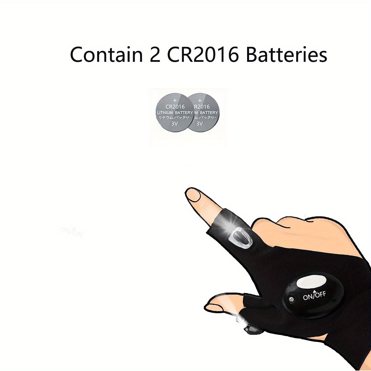 LED Flashlight Gloves-CR2016 Battery Powered (Battery Not Included), Gifts For Dad Boyfriend, Gadget Hands-Lights For Camping Fishing Repairing
