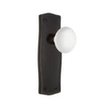 Prairie Plate 2-3/8 in. Backset Timeless Bronze Privacy Bed/Bath White Porcelain Door Knob