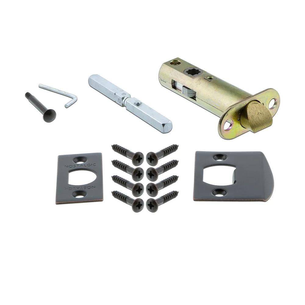 Prairie Plate 2-3/8 in. Backset Timeless Bronze Privacy Bed/Bath White Porcelain Door Knob