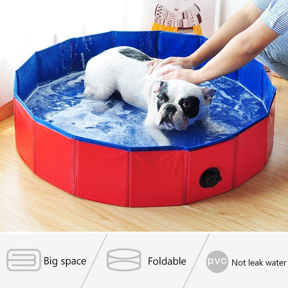 Paddling Pools for Dogs,Foldable Dog Pool PVC Non-Slip Bathing Tub Durable Outdoor Swimming Pool