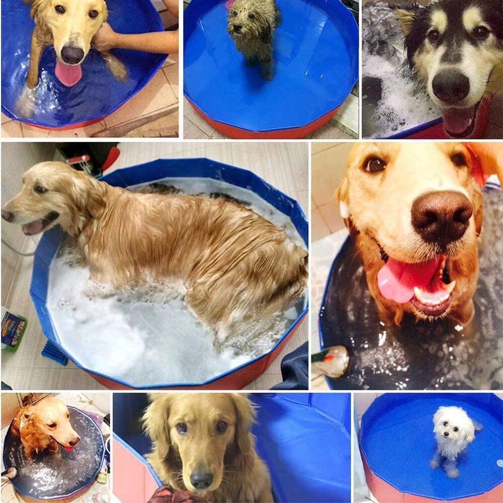 Paddling Pools for Dogs,Foldable Dog Pool PVC Non-Slip Bathing Tub Durable Outdoor Swimming Pool