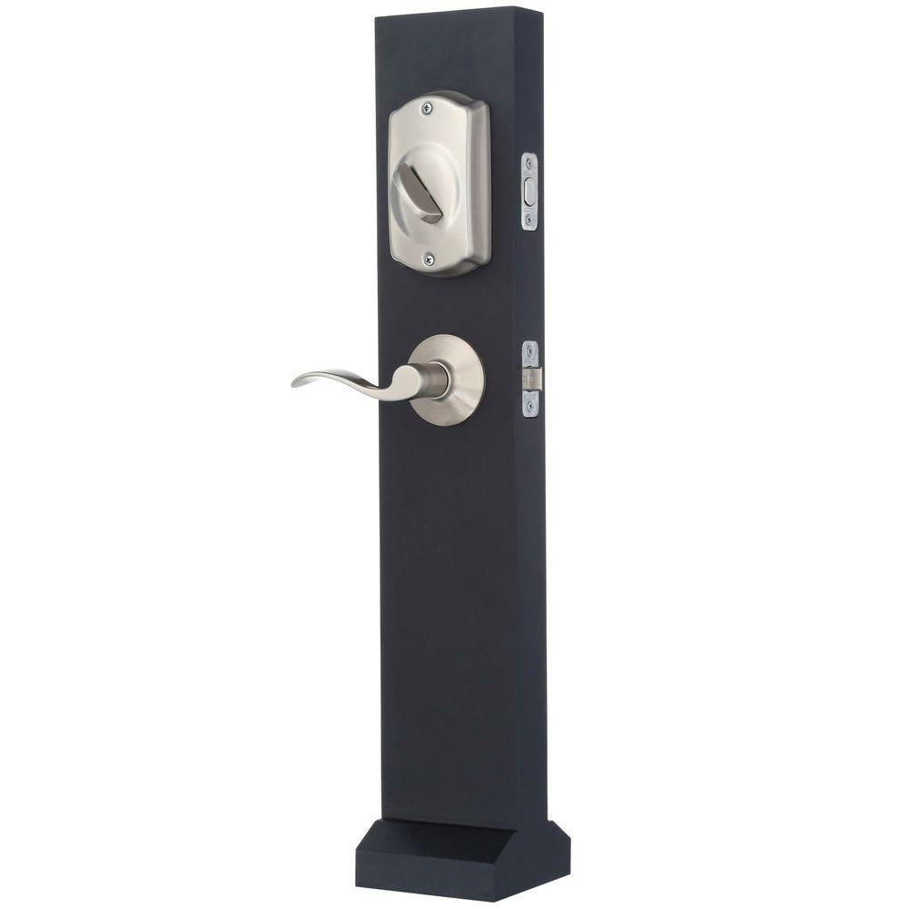 Camelot Satin Nickel Electronic Door Lock Deadbolt with Accent Door Lever