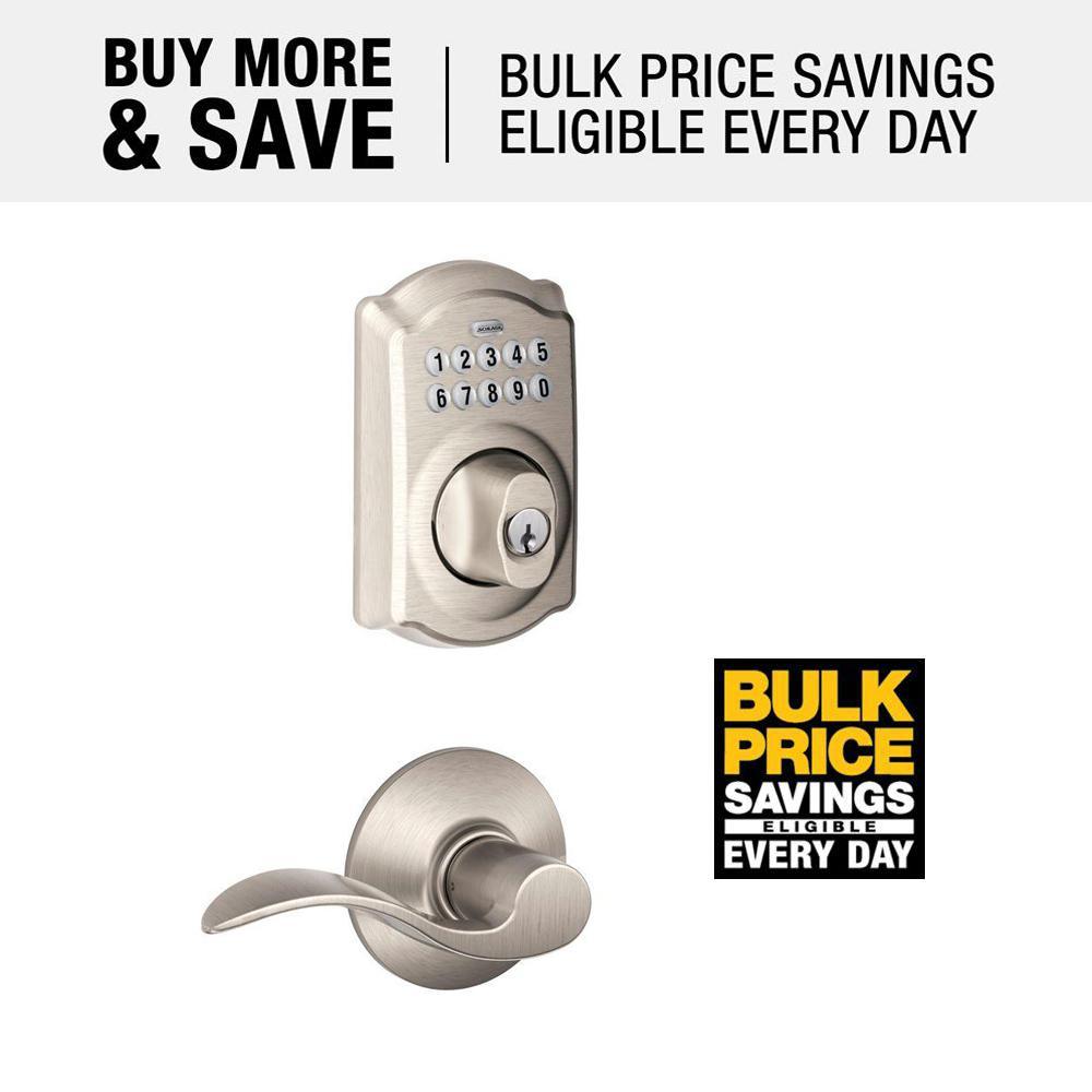 Camelot Satin Nickel Electronic Door Lock Deadbolt with Accent Door Lever