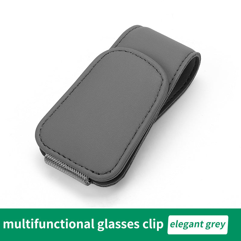 Car Visor Sunglass Holder, Magnetic PU Leather Glasses Eyeglass Hanger Clip For Car Sunglasses Holder And Ticket Card Clip For Car Visor Accessories