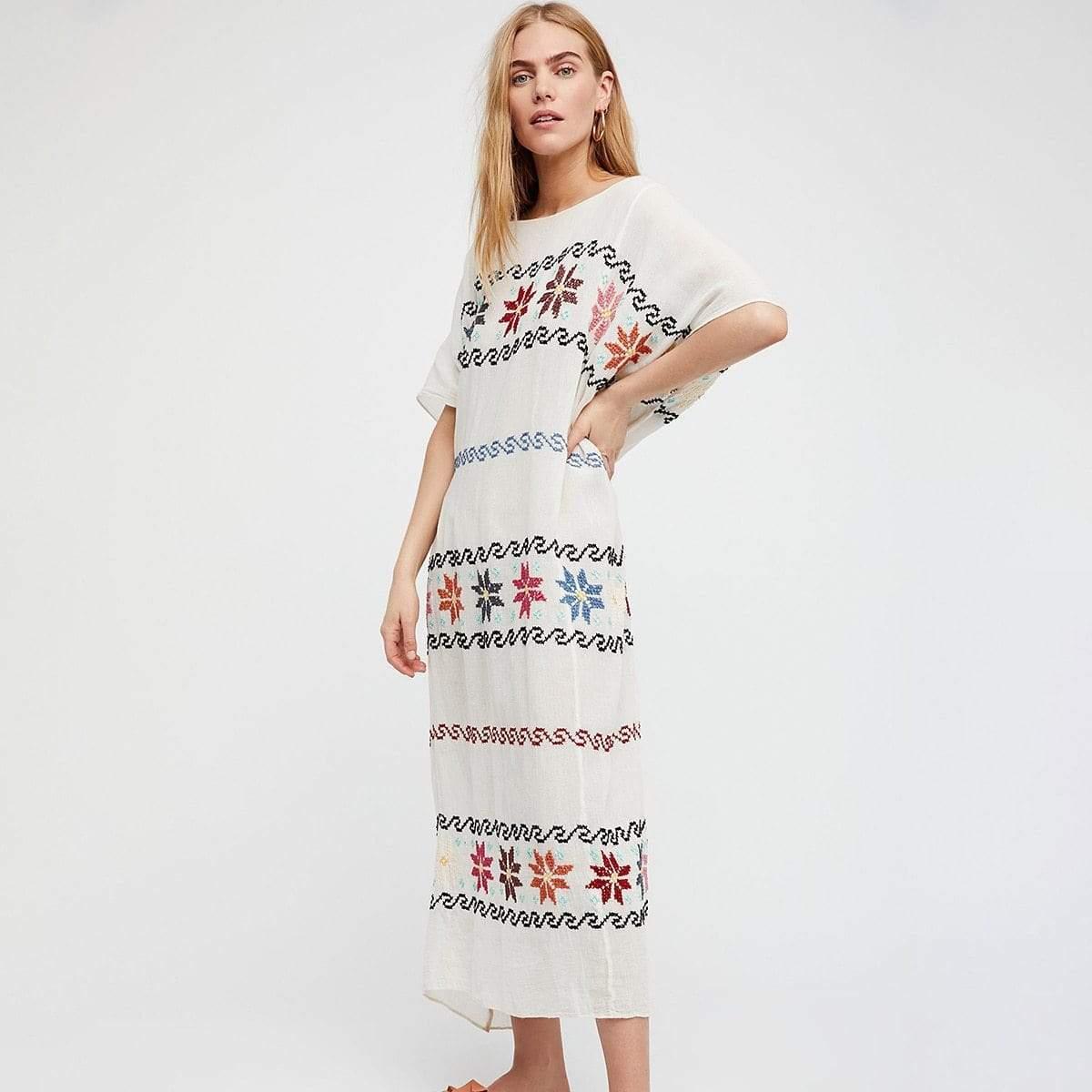 embroidery maxi dress