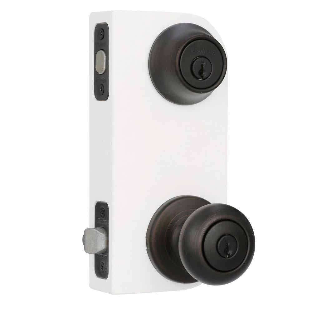 Cove Venetian Bronze Exterior Entry Door Knob and Single Cylinder Deadbolt Combo Pack