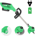 SAHAPA 21V Cordless Grass Trimmer with Steel Blades Mini Mower Weed, Cordless Weed Brush Cutter Kit Pruning Cutter Garden Tools, Battery Charger Included