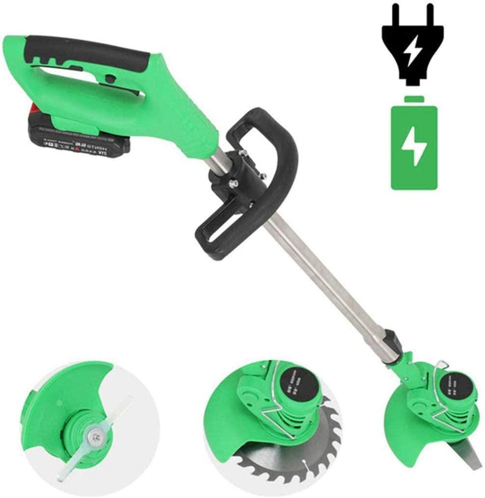 SAHAPA 21V Cordless Grass Trimmer with Steel Blades Mini Mower Weed, Cordless Weed Brush Cutter Kit Pruning Cutter Garden Tools, Battery Charger Included