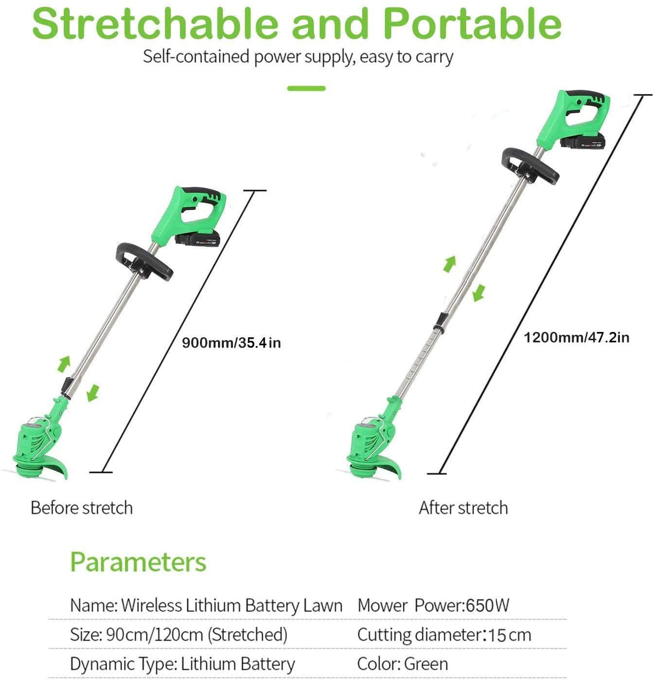 SAHAPA 21V Cordless Grass Trimmer with Steel Blades Mini Mower Weed, Cordless Weed Brush Cutter Kit Pruning Cutter Garden Tools, Battery Charger Included