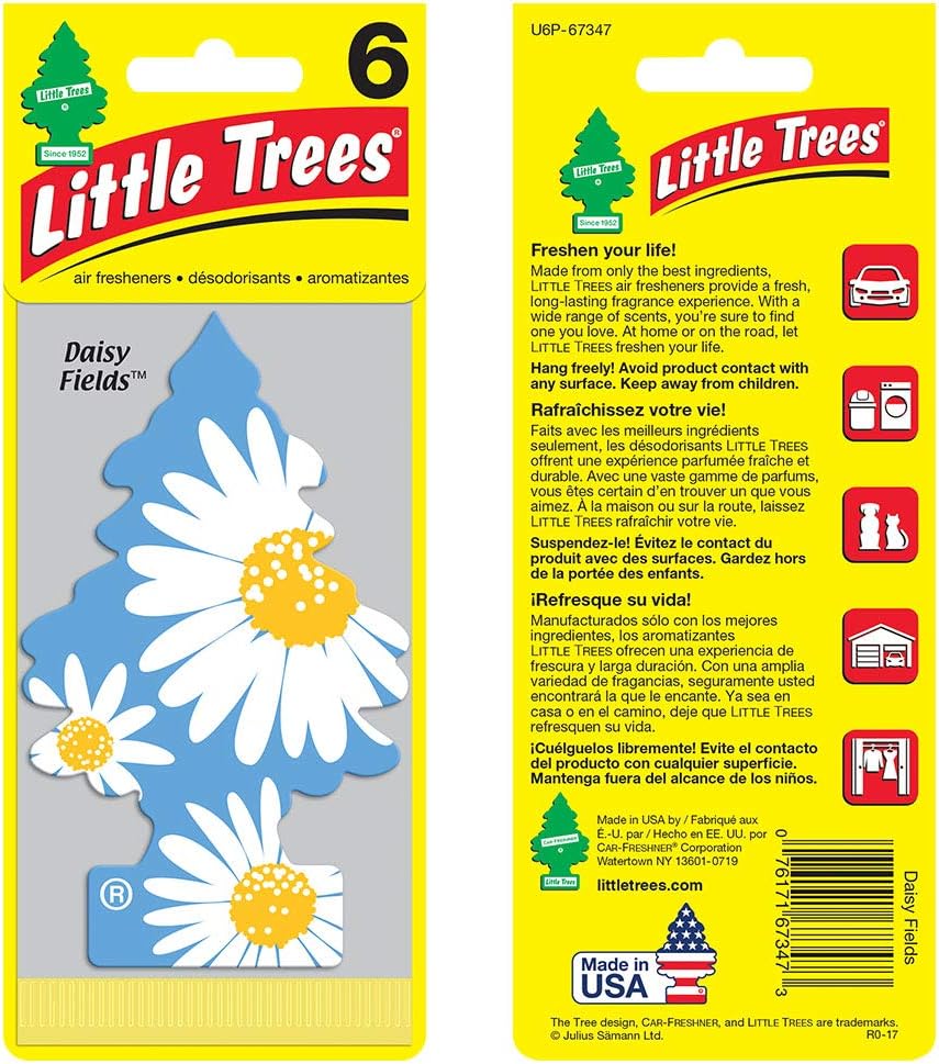 LITTLE TREES Air Fresheners Car Air Freshener. Hanging Tree Provides Long Lasting Scent for Auto or Home. Daisy Fields, 24 Air Fresheners