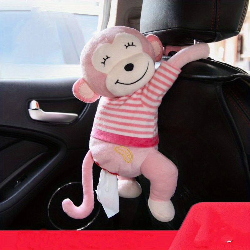 Leather Monkey Car Tissue Box Creative Armrest Box Cartoon Net Red Hanging Seat Rear Car Car Inside Draw Paper Box